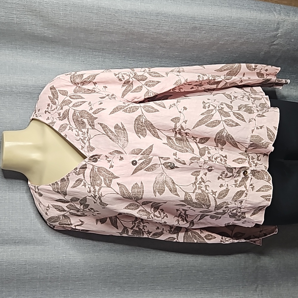 HOT COTTON PINK LINEN LS TOP BY MARC WARE
